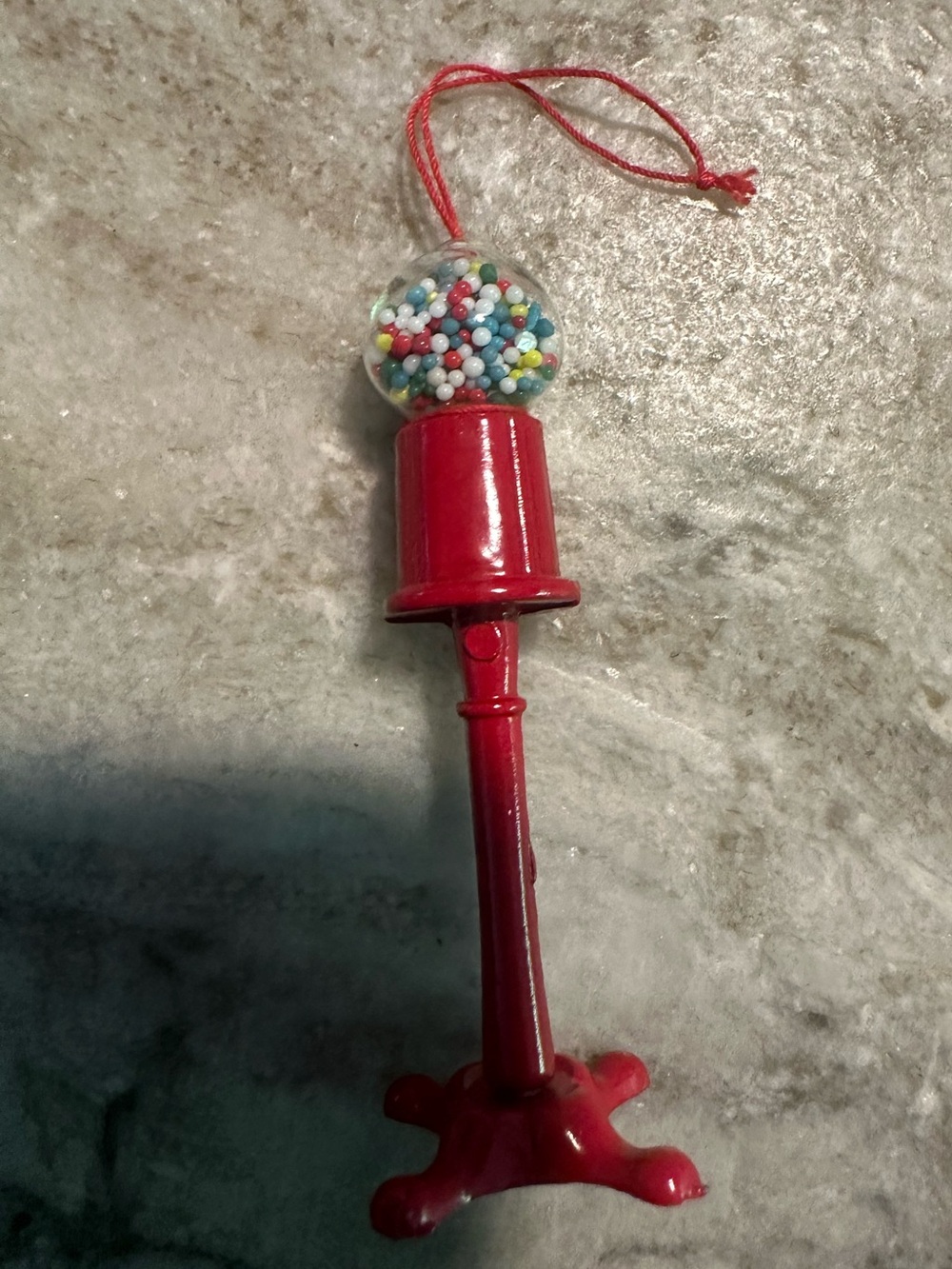 Red Metal Ornaments Gumball Machine 1980's Vintage